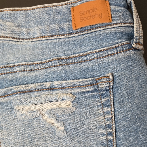 Simple Society Light Blue Distressed Jean Shorts - Picture 4 of 12